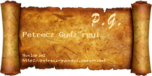 Petrecz Györgyi névjegykártya